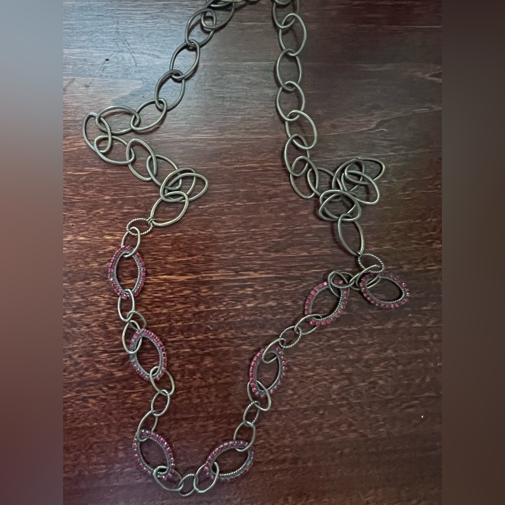 Sorrelli Red and Gold Long Chain Necklace - Picture 7 of 10